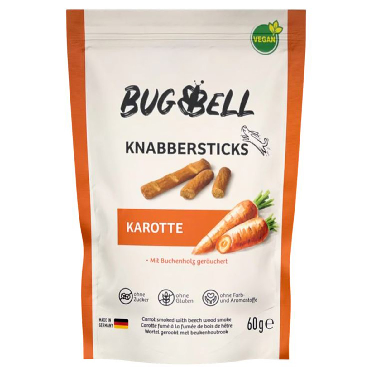 BugBell Knabbersticks Adult pamlsky, mrkev, 60 g