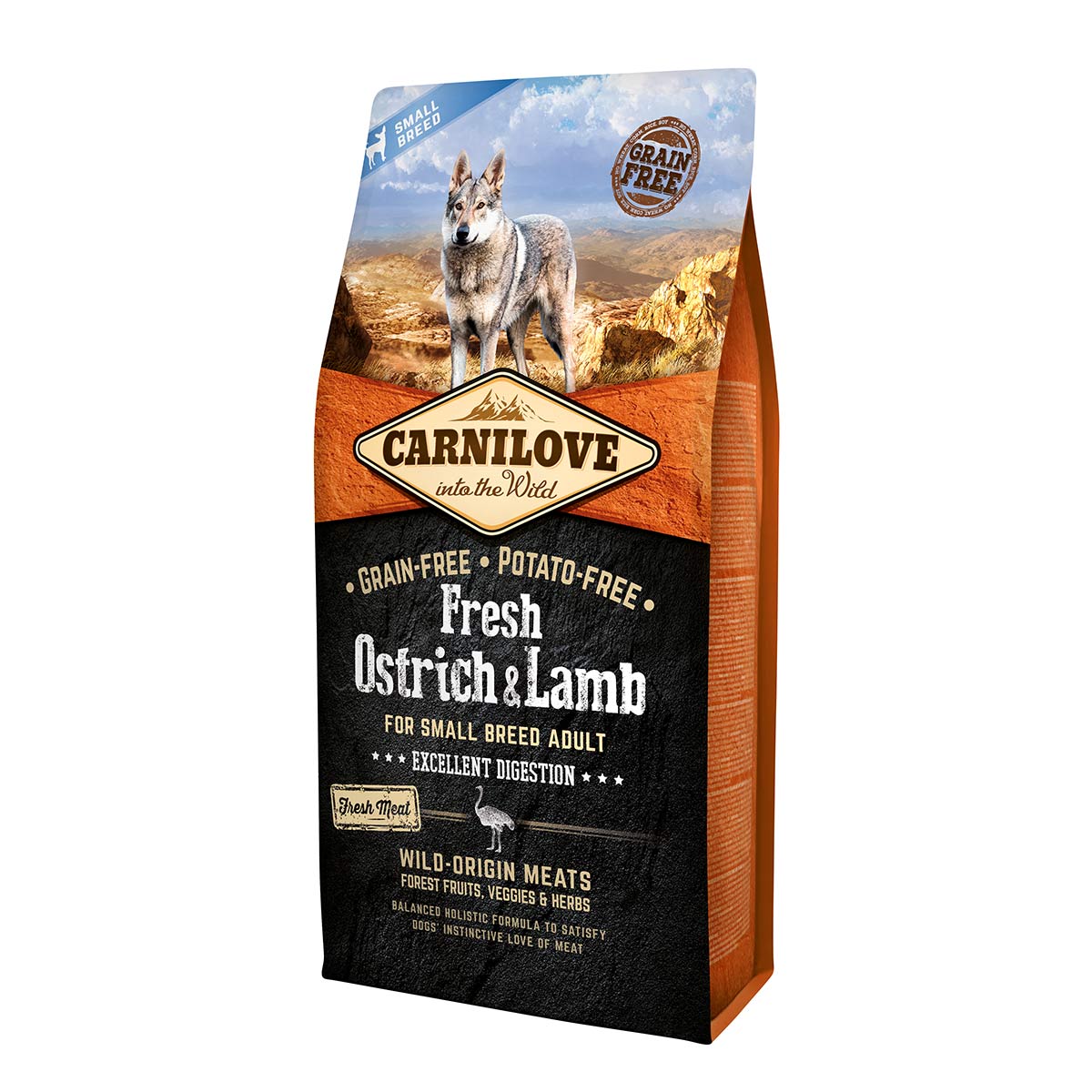 Carnilove Dog Adult Fresh Small Breeds – pštrosí a jehněčí, 6 kg