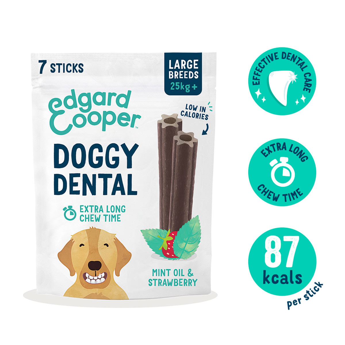 Edgard &amp; Cooper Doggy Dental jahoda/máta L