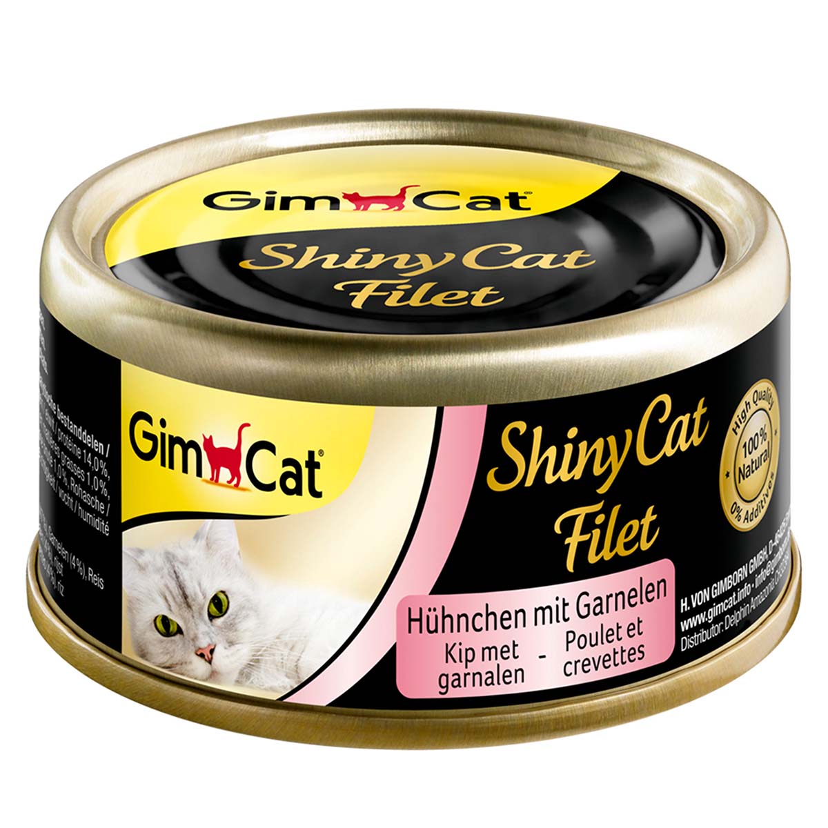 GimCat ShinyCat kuřecí filé a krevety, 6 x 70 g