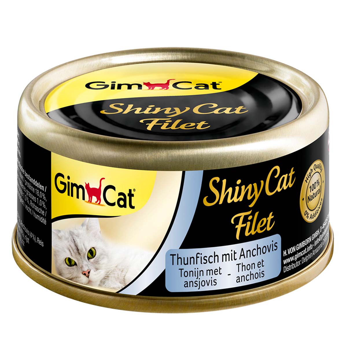 GimCat ShinyCat filé z tuňáka a ančovičky, 6 x 70 g