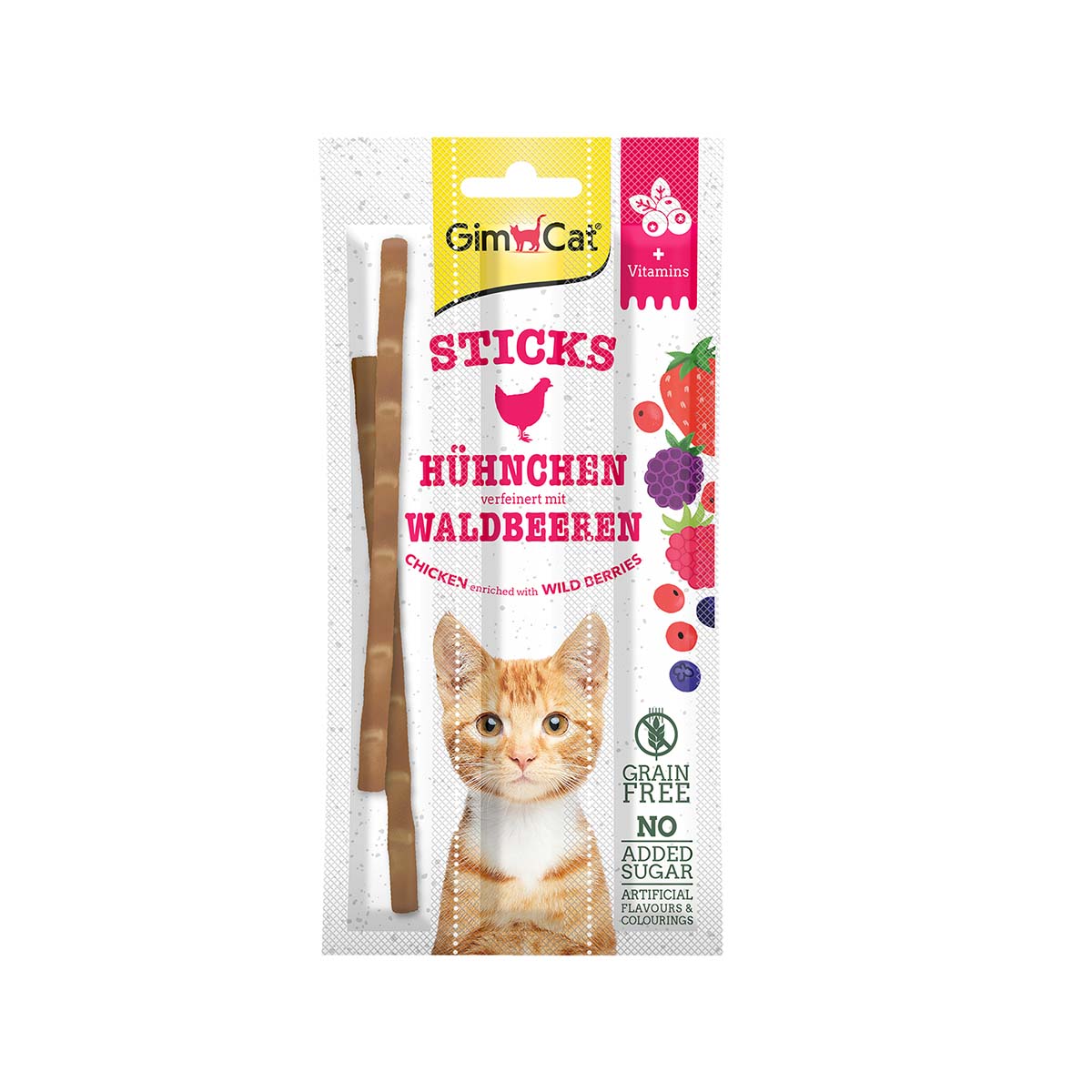 GimCat Superfood DuoSticks s kuřecím masem a lesními plody