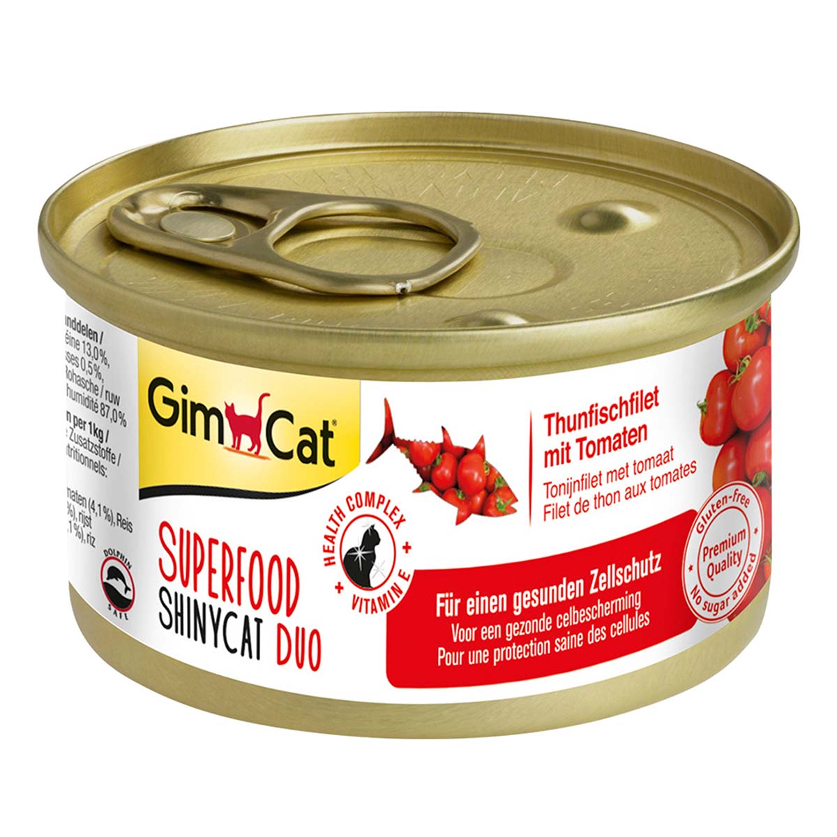 GimCat Superfood ShinyCat Duo tuňákový filet s rajčaty