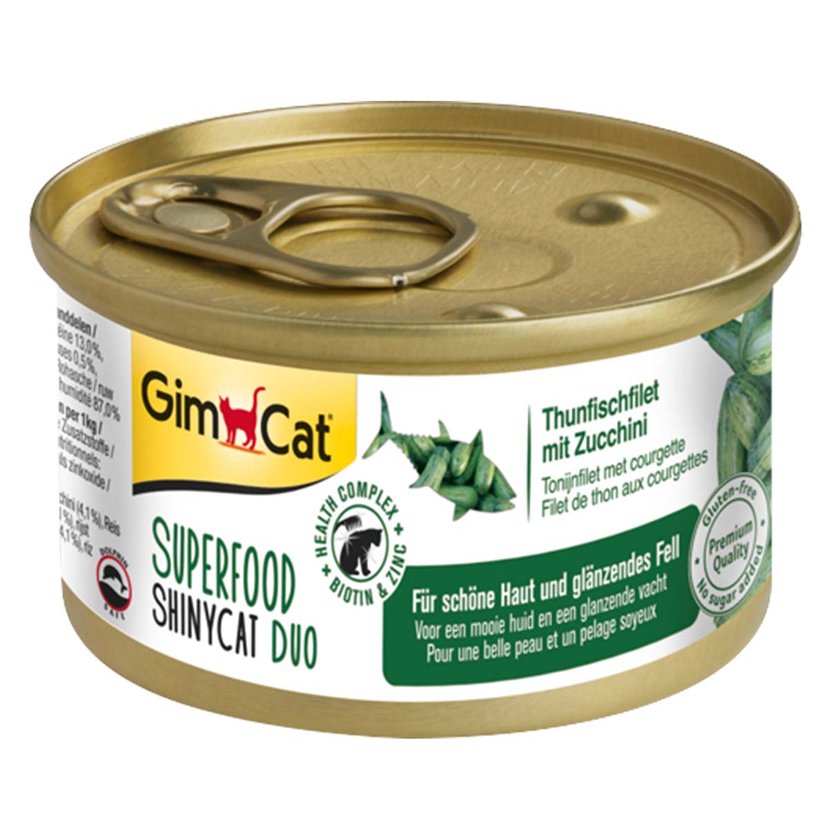 GimCat Superfood ShinyCat Duo tuňákový filet s cuketou