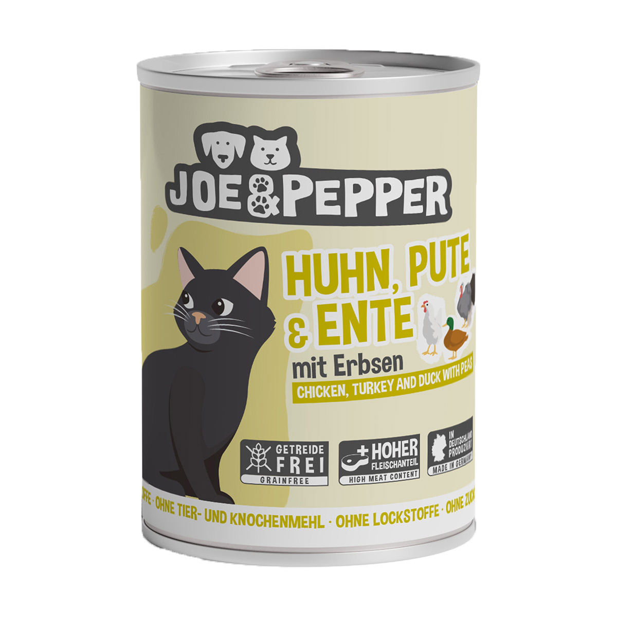 Joe &amp; Pepper Cat kuře, krůta a kachna s hráškem