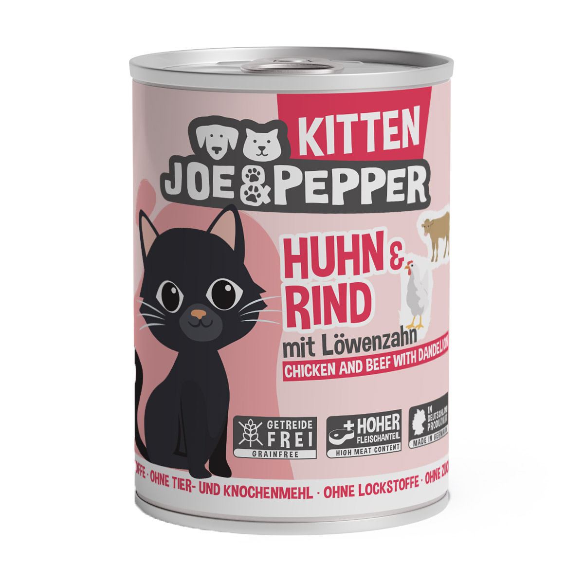 Joe &amp; Pepper Cat Kitten kuřecí a hovězí maso s pampeliškou