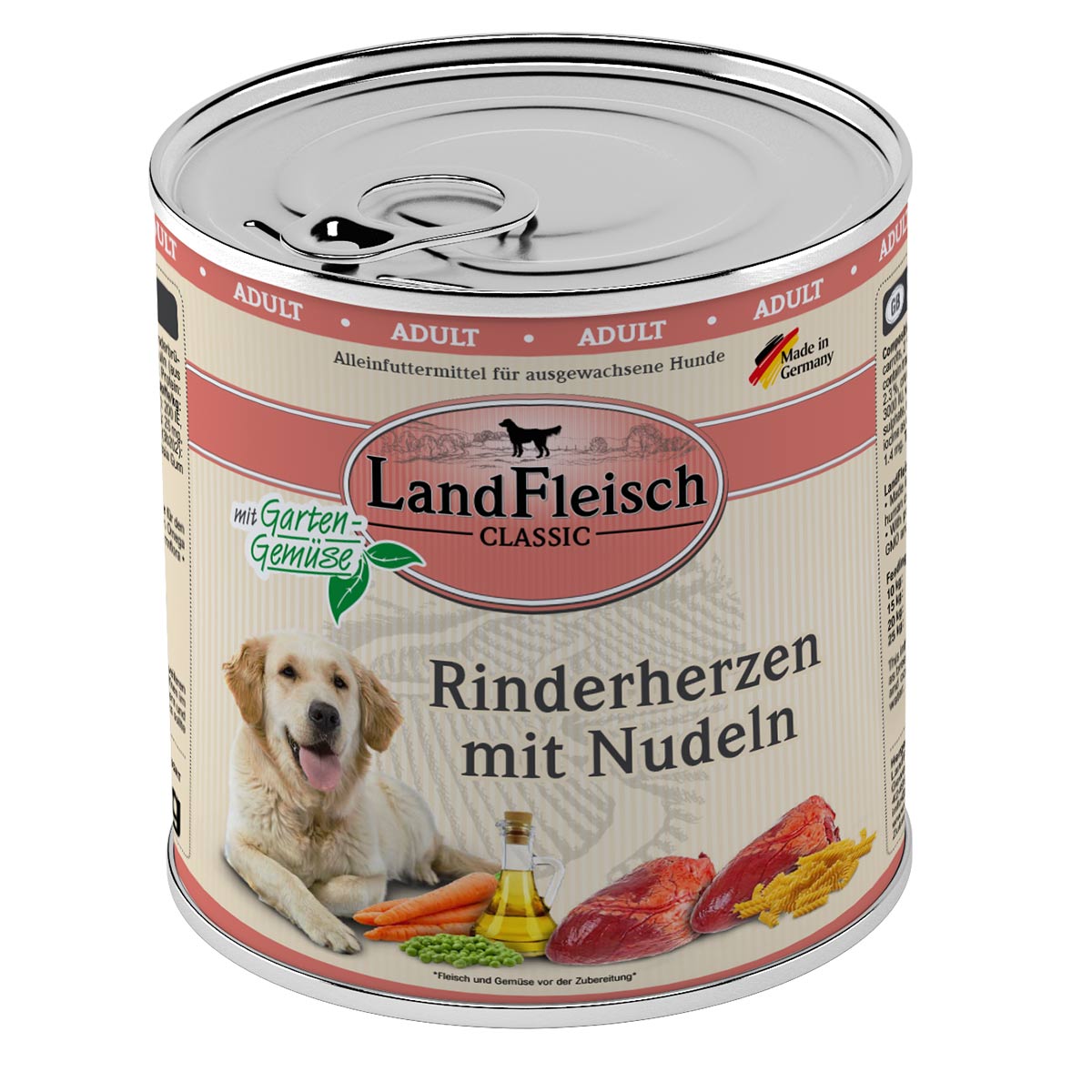LandFleisch Dog Classic hovězí srdce s nudlemi