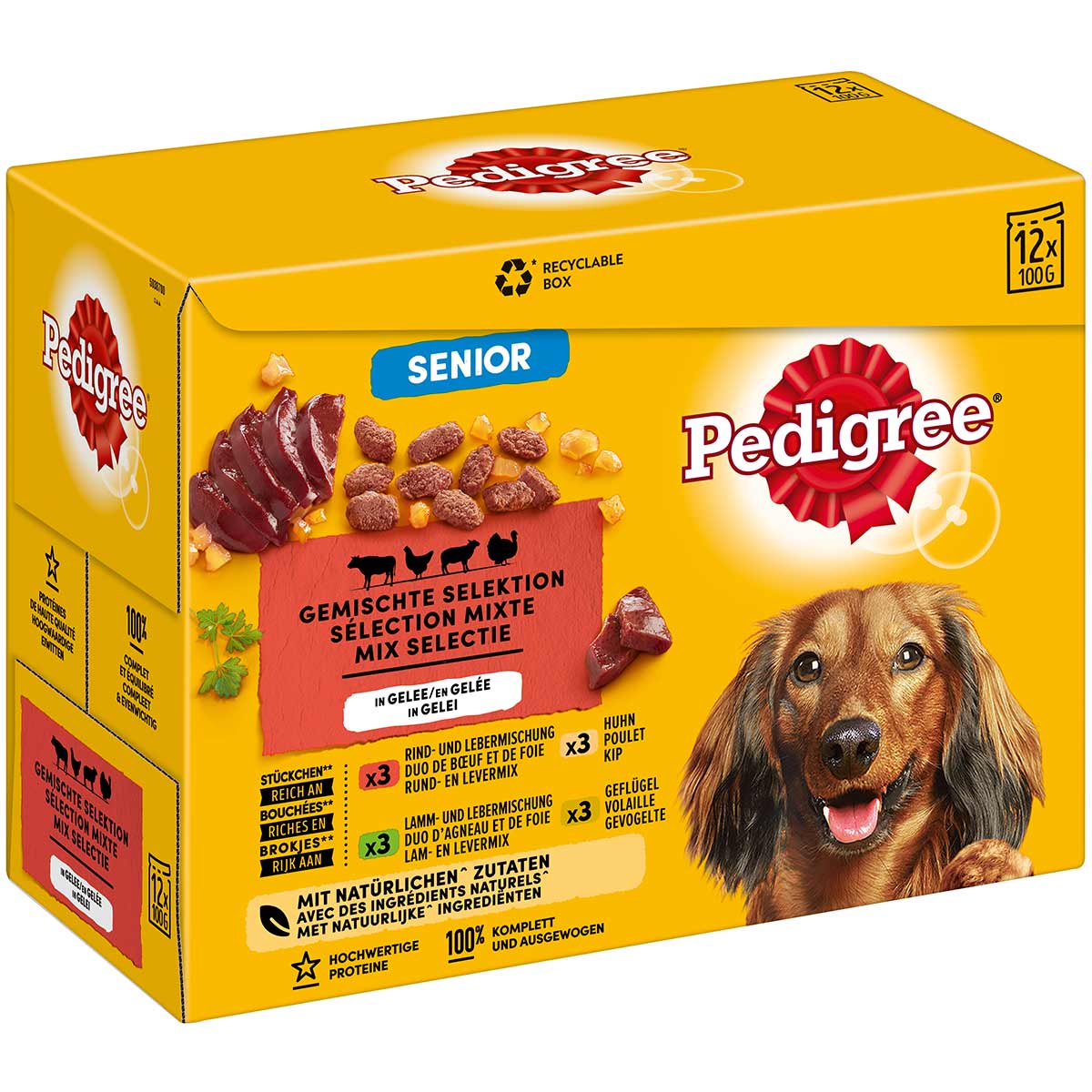 Pedigree Senior, vybraná směs v želé, 12 × 100 g