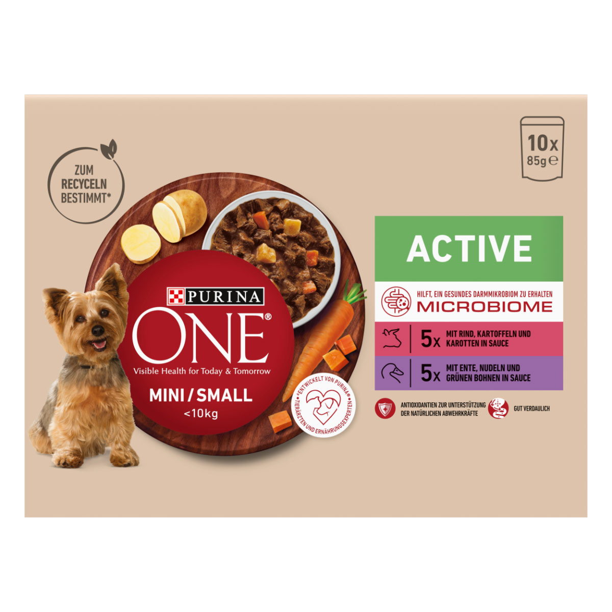 PURINA ONE MINI &lt; 10 kg Active kombinované balení, 10 × 85 g