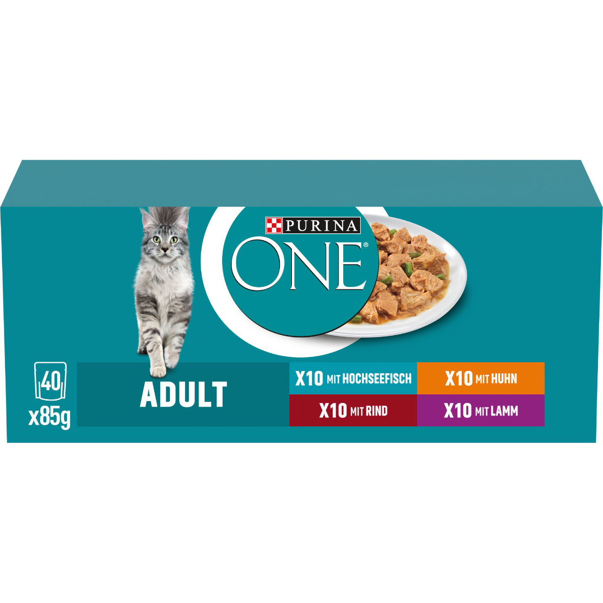 PURINA ONE Adult v omáčce, mix příchutí 40 × 85 g