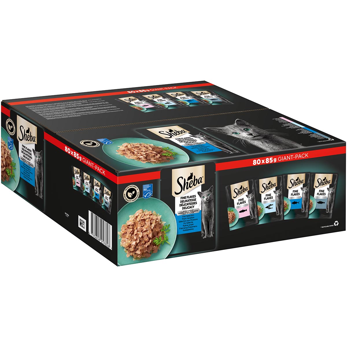 Sheba multipack delikatesa v želé, variace ryb, 80 × 85 g