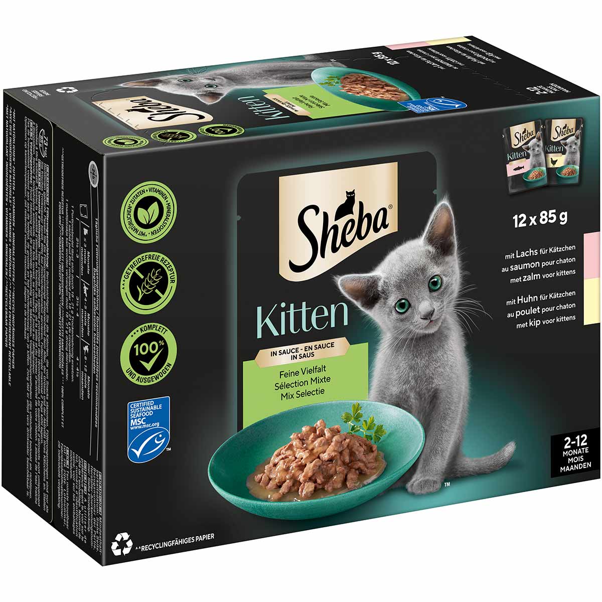 Sheba Multipack Kitten v omáčce Feine Vielfalt, 12 × 85 g