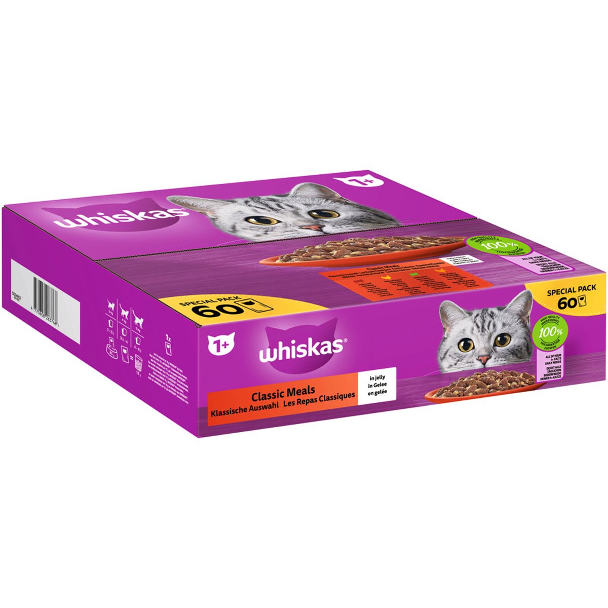 Whiskas Multipack 1+ klasický výběr v želé, 60 × 85 g