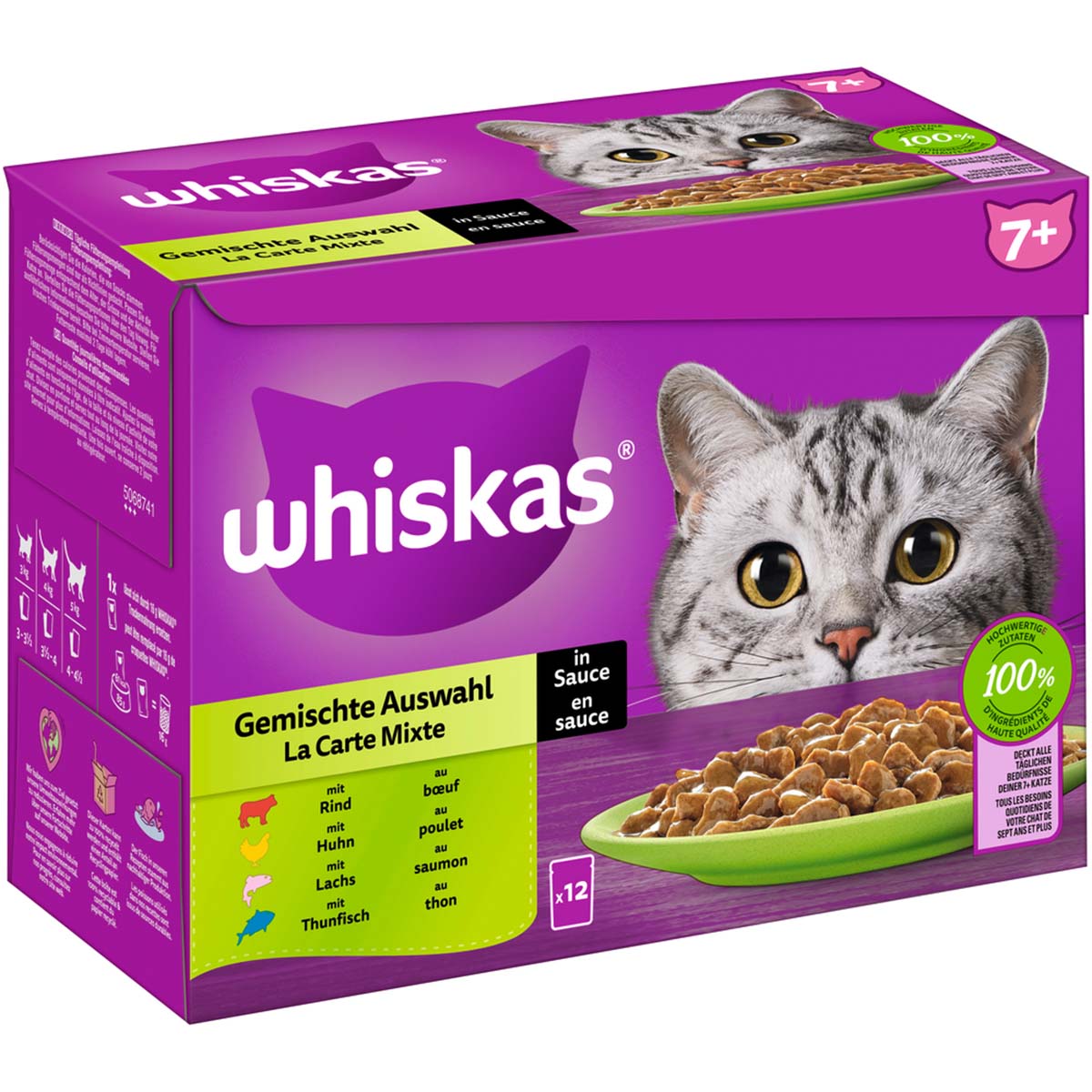 Whiskas Multipack 7+ kombinovaný výběr v omáčce, 12 × 85 g