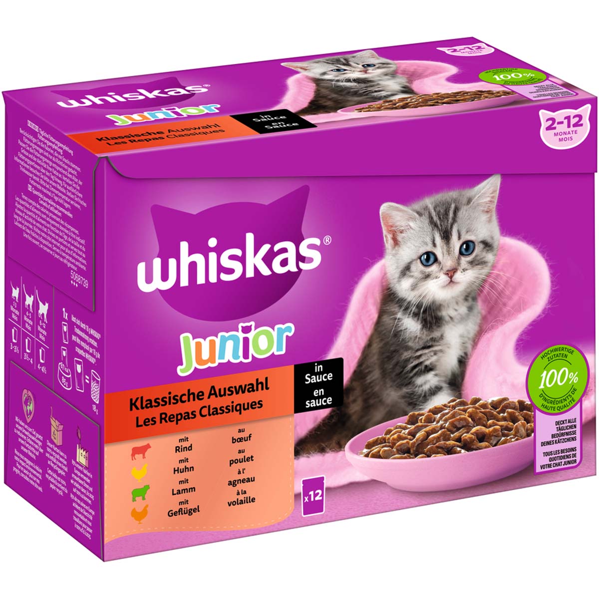 Whiskas multipack Junior klasický výběr v omáčce, 12 × 85 g