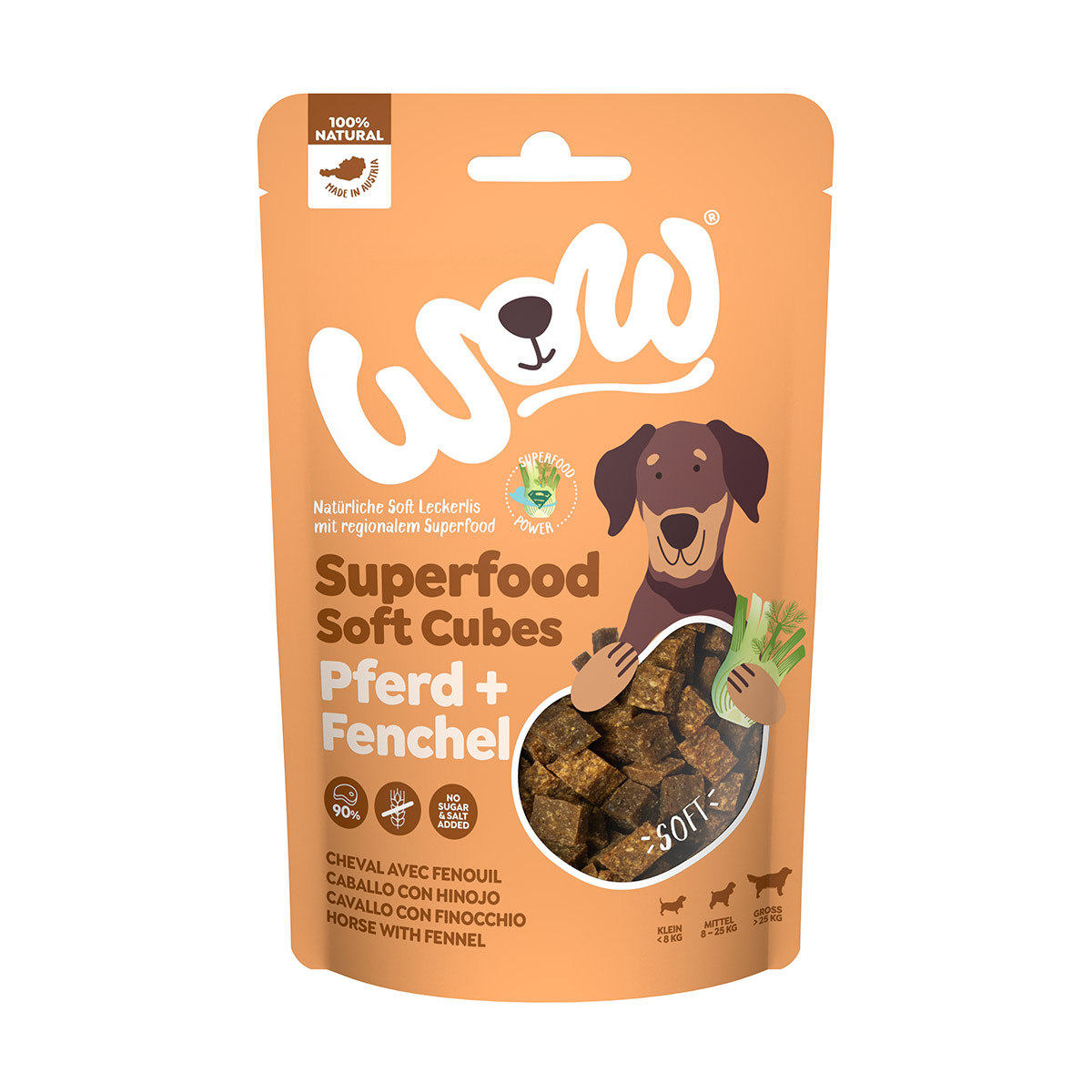 WOW SUPERFOOD Soft Cubes koňské maso s fenyklem 150 g