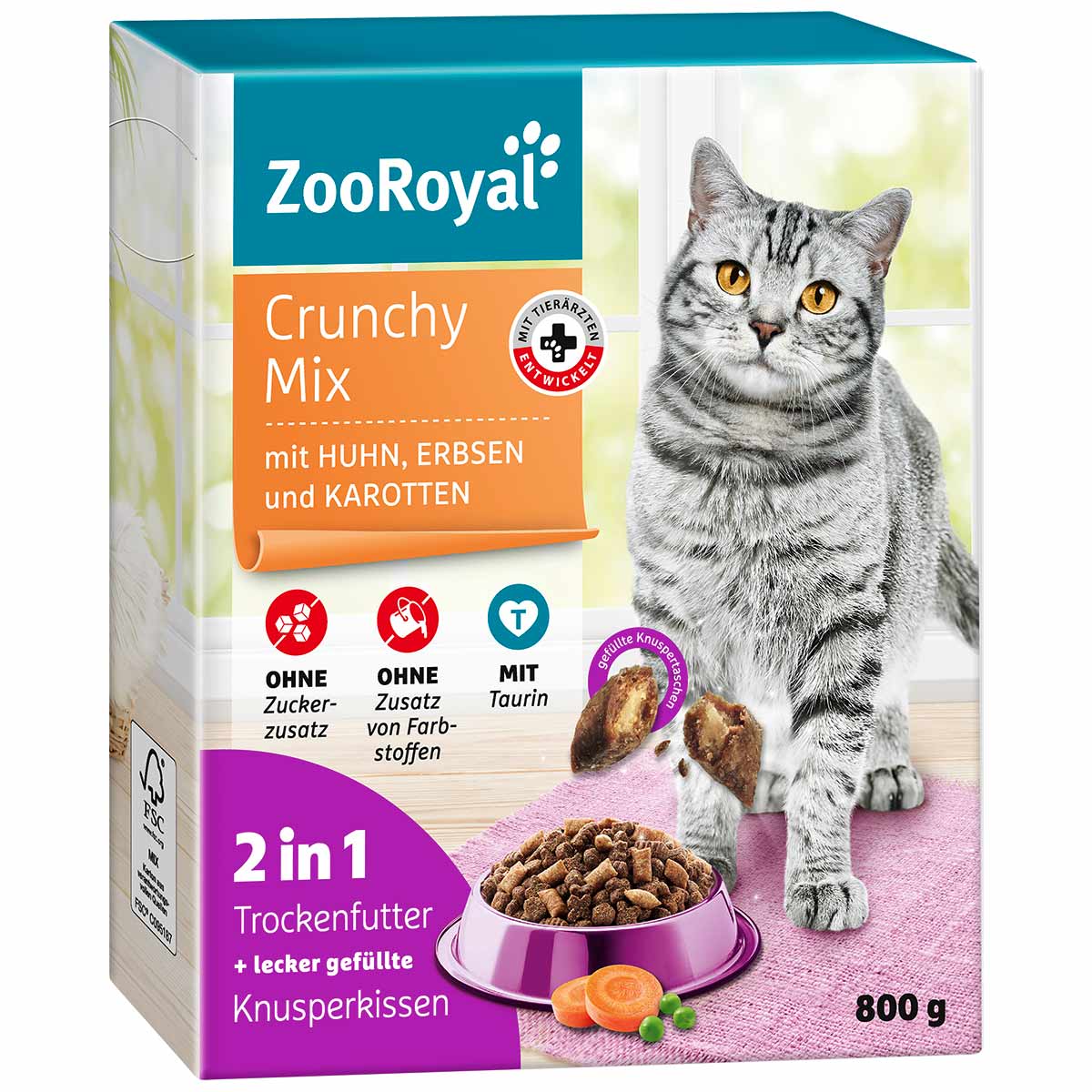 ZooRoyal Crunchy mix s kuřetem, hráškem a mrkví 800 g